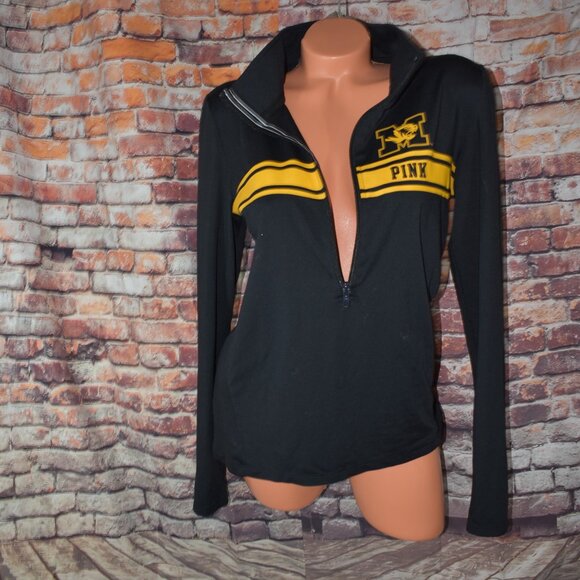 Pink Mizzou Missouri Tigers University Pullover Shirt 1/4 Zip Jersey Black Gold - Picture 4 of 12